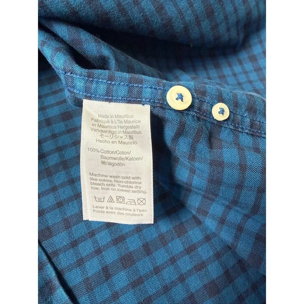 J.Crew Slim American Pima Cotton Blue Check Button Shirt Men's M